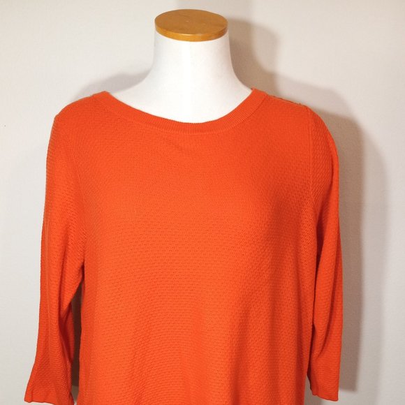 YTUIKEKY orange blouse L 3/4 sleeve open cross back women's top - Picture 1 of 5